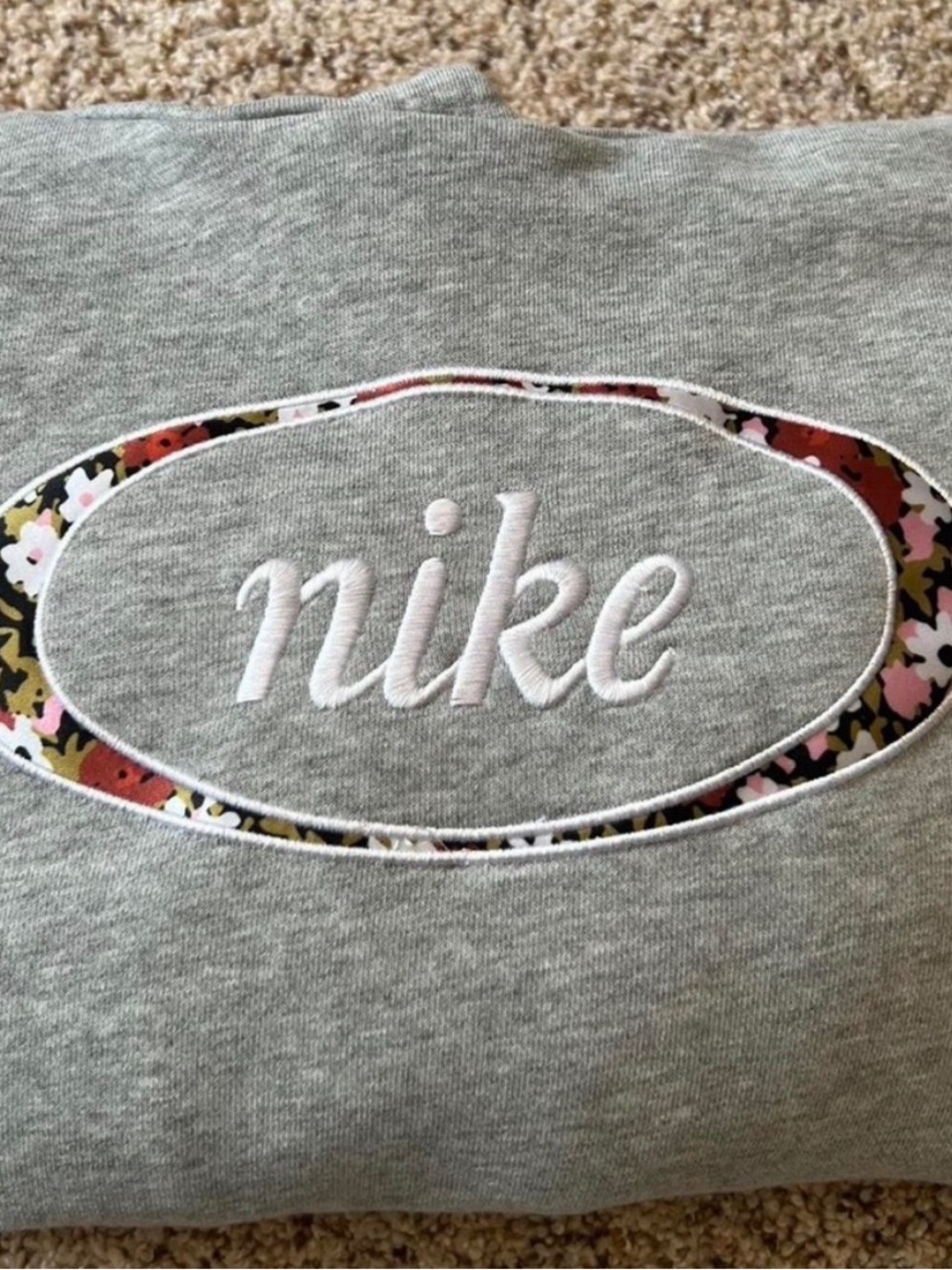 Nike Kids Gray Sweatpants with Floral Trim Accent